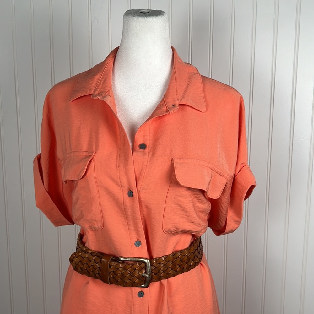 Ann Taylor Factory Orange Button-Down Dress - Picture 16 of 16